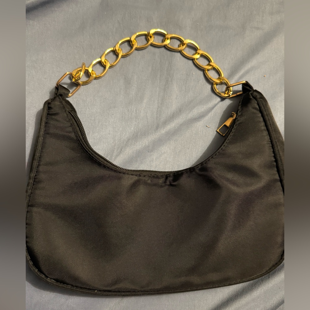 Elegant Black Bag with Gold Chain